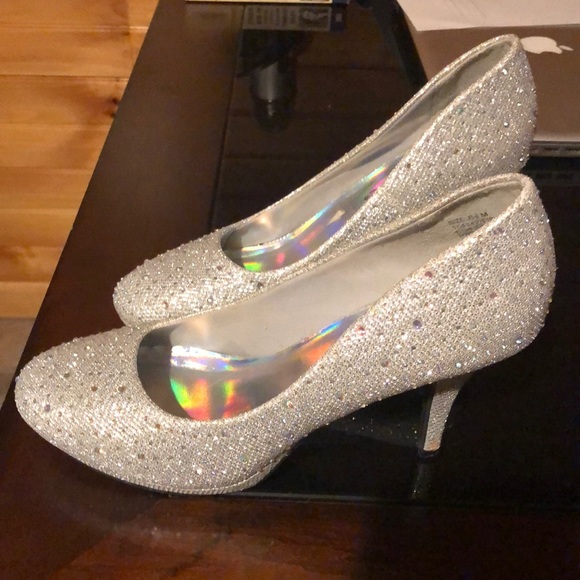 Silver Rhinestone Studded High Heels - Picture 2 of 4